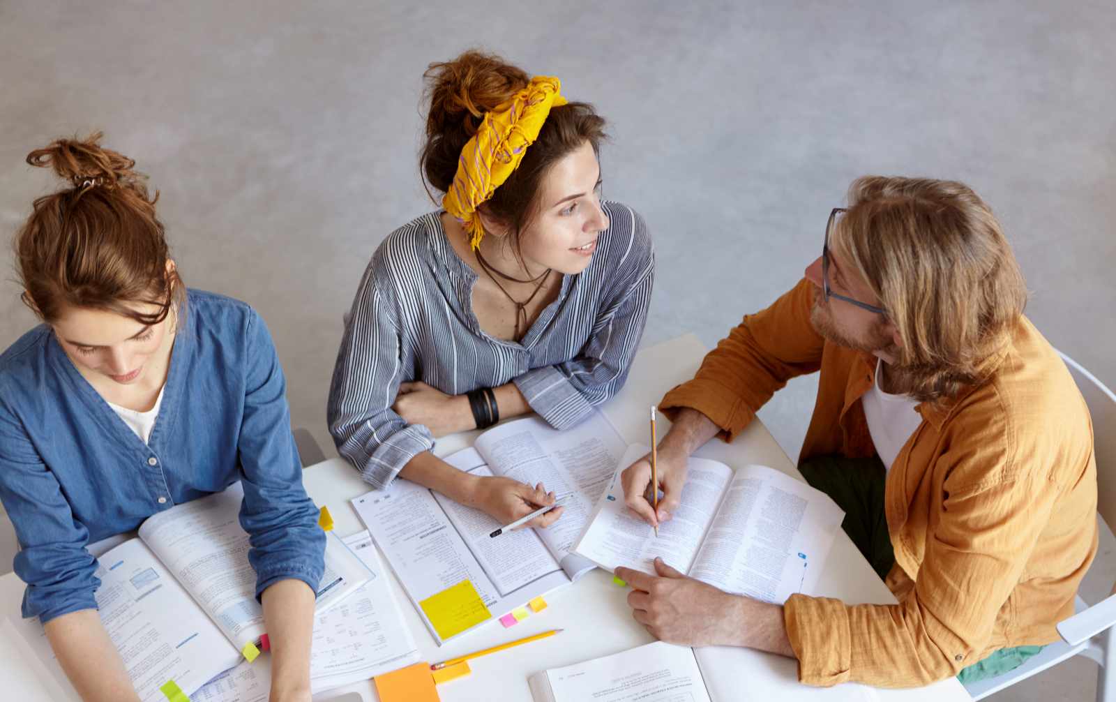 Clients reviewing documents for a translation quote